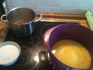 MojitoCake1 Sugar syrup and egg mixture